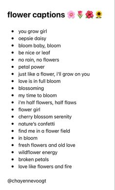 the flower captions are shown in black and white