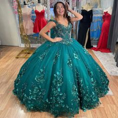 3D Flowers Quinceanera Dresses With Cloak Lace Sweet 15 16 Party Ball Gowns | eBay Quince Emerald Green, Teal Quinceanera Dresses, Emerald Green Quinceanera Dresses, Emerald Green Quinceanera, Quinceanera Dresses Green, Emerald Green Quince, Green Quinceanera, Green Quinceanera Dresses, Green Quince