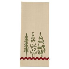 a white towel with trees on it