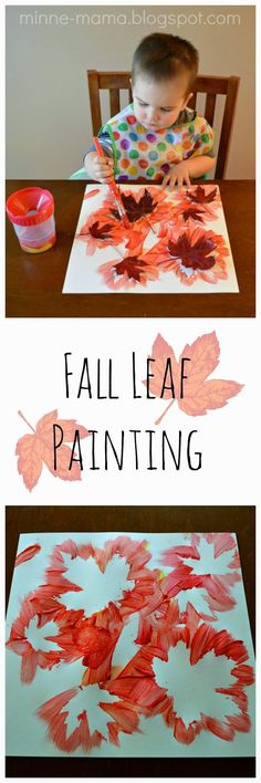 the fall leaf painting is an easy art project for toddlers to do with paper plates