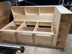 the unfinished cabinets are ready to be assembled