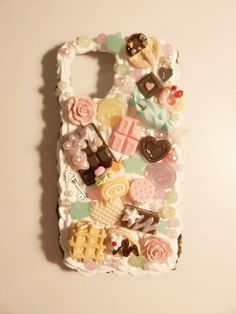 Kawaii Decoden Phone Case, Icing Phone Case, Deco Cream Phone Case, Brown Phone Case, Kawaii Decor, Phone Case Aesthetic, Candy Pop