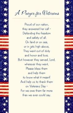 a prayer for veterans with an american flag background