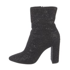 Saint Laurent Mid-Calf Boot Black Glitter Accent Boot Printed Semi Pointed Toes With Glitter Accent Includes Dust Bag And Box Measurements: Heel: 4.25” Size: 40 It / 10 Us Condition Very Good. Wear At The Soles; Minor Crease At Camps. Bought From Therealreal But Was Too Small For Me. #Heels #Glitter #Boots #Booties #Stillettos Bedazzled Boots, Heels Glitter, Glitter Boots, Boot Print, Saint Laurent Shoes, Black Glitter, Mid Calf Boots, Shoes Heels Boots, Mid Calf