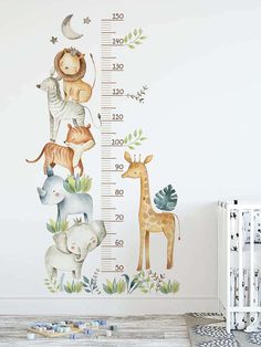 a child's height chart with animals on it