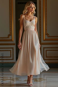 Olivia Mark - Elegant Chiffon Midi Dress with Sweetheart Neckline - Pastel Pink Elegant Chiffon Dress With Sweetheart Neckline, Pink Fitted Chiffon Dress With Sweetheart Neckline, Beige Bridesmaid Dress With Sweetheart Neckline, Flowy Feminine Chiffon Bridesmaid Dress, Bridesmaid Chiffon Dress With Sweetheart Neckline, Beige Sweetheart Neckline Bridesmaid Dress, Elegant Spring Chiffon Dress With Sweetheart Neckline, Elegant Chiffon Dress With Sweetheart Neckline For Spring, Flowy Chiffon Dress With Sweetheart Neckline For Wedding