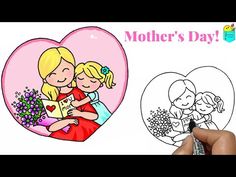 a drawing of two children hugging each other with the words mother's day on it