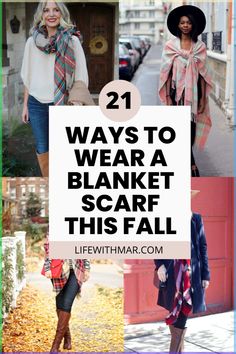 Are you looking for ways to wear your blanket scarf this fall season? I have you covered with 21 different ways you can wear your blanket scarves! Scarf Season | Fall Outfits | Fall Fashion | Winter Fashion | Winter Outfits | Ways to Wear a Scarf | How to Wear a Scarf | Scarf Styling Fall Outfits Scarves, European Scarf Outfit, How To Wear A Sweater Scarf, How To Style Long Scarves, Sweatshirt And Scarf Outfit, Long Rectangle Scarf How To Tie, Scarfs Ideas Outfit, Wear A Scarf As A Shawl, How To Wear Chunky Scarf