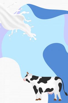 a cow standing in front of a milk splash