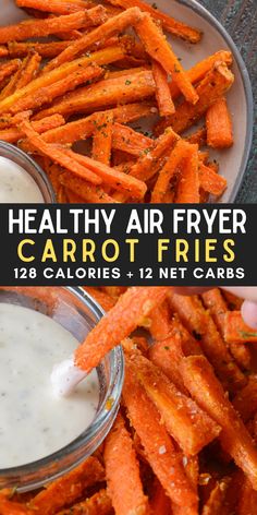 These Air Fryer Carrot Fries are the perfect low calorie, low carb side dish that contains just five basic ingredients! Air Fryer Carrot Fries, Low Carb Side Dish, Low Calorie Low Carb, Low Carb Side, Healthy Air Fryer, Carrot Fries, Low Carb Sides, Low Carb Side Dishes