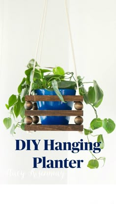 hanging planter made out of wooden pallets with plants in them and text overlay that reads diy hanging planter