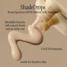 ShadeDrops Mineral Milk Sunscreen SPF 30 - Summer Fridays | Sephora Sunscreen Advertising, Hyaluronic Sunscreen, Sunscreen Ingredients, Sunscreen Packaging, Unseen Sunscreen, Zinc Sunscreen, Summer Fridays, Spf Sunscreen, Sunscreen