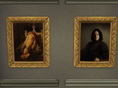 two paintings on the wall with one being a man and the other is a woman