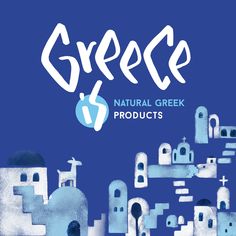 the cover for greece natural greek products, featuring an image of a city with white buildings