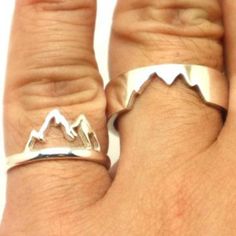 Sterling Silver Mountain Ring Set for 2 - Mountain Jewelry, Jewellery, Mountain Lovers Gift, Inspira Matching Couple Ring, Silver Mountain Ring, Matching Couple Rings, Mountain Ring, Silver Mountain, Mountain Jewelry, Hiker Gifts, Mountain Girl, Ring Tattoos