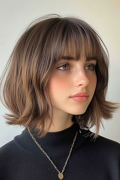 Braids Wavy Hair, New Hairstyle Quotes, Hairstyle Quotes, Lily Collins Hair, Layered Bob With Bangs, Cute Bob Hairstyles, Short Bobs With Bangs, Brunette Bob, French Bob