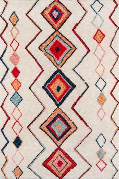 an old rug with many different colors and shapes