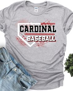 Cardinal Baseball Tshirt Baseball Mom Tees Custom Baseball Shirt Game day Apparel Baseball Gift Sports Team Personalized Baseball Mama - Please check the size charts to choose the correct sizing.  -  We use Gildan Softstyle, Bella Canvas, and Next Level Unisex T-shirts due to supply issues we will make your t-shirt with one of these available in stock. - If you enter the wrong address with your order, we will try to help you if you message us from the message box only if the item has not been made and processed to the packaging level to ship the item. - Messages will be answered during business hours (9 am to 5 pm CST) and during business days ( Monday to Friday) ---------- T-shirt Material ---------- * 4.5 oz., 100% preshrunk ring spun cottongles * Double-needle stitched sleeves and botto School Spirit Shirts Designs, Baseball Shirt Designs, Baseball Team Shirt, Custom Baseball Shirt, Baseball Tshirt, Mom T Shirts, School Spirit Shirts, Baseball Mama