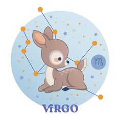 the zodiac sign for virgo with a cute little deer