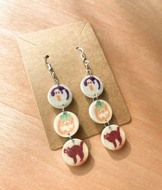 Halloween Cookie Earrings, Animal Crossing Earrings, Weird Earrings Aesthetic, Silly Earrings, Halloween Magnets, Crazy Earrings, Weird Earrings, Spooky Earrings, Clear Packaging