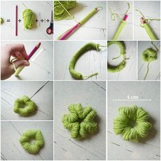 the steps to crochet are shown with yarn