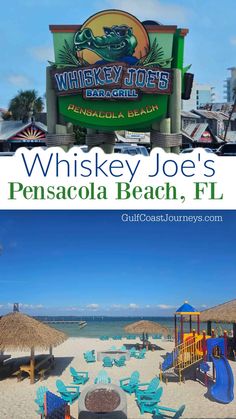 the sign for whiskey joe's in pensacola beach, fl