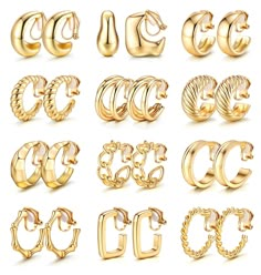 PRICES MAY VARY. Clip on Earrings Set: 12 pairs of fashionable women's gold clip on earrings include clip on hoop earrings, chunky clip on earrings, teardrop clip on earrings and geometric faux earrings, etc Clip on Hoop Earrings: These clip on earrings are made of high quality alloy, plated with 14k gold, bright luster, not easy to fade, lead-free and nickel-free, safe to wear. Wear them, making you more confident and charming Non Pierced Earrings: Clip on earrings without piercing, the clip on Earrings Clip On, Gold Clip On Earrings, Gold Jewelry Aesthetic Earrings, Earrings Without Piercing, Faux Earrings, Burr Basket, Clip On Hoop Earrings, Hoop Earrings Chunky, Non Pierced Earrings