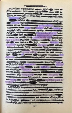 Book page with most text crossed off and some text highlighted in purple to create a poem. Poems About Dreams, Erasure Poetry, Book Poetry, Understanding Dreams, Found Poetry, Airy Bedroom, Empty Words, Dream Diary, Paper Installation