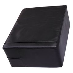 a black leather storage box on a white background