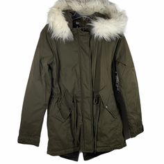 Design Lab Lord & Taylor Hooded Parka Winter Coat Army Green Detachable Faux Fur Trim On Hood Zip Up And Snap Closure Drawstring Waist Front Pockets Warm Quilted Iinsulation New With Tags * There Is A Light Mark On The Bottom Left Side Of Zipper As Shown In Photos. May Come Out In Wash, Did Not Try Since New With Tags.* Retail Price $209.00 Size Xs Approximate Measurements Underarm To Underarm- 21 In Sleeve- 25.5 In Length- 33 In Green Winter Jacket, Green Jacket Outfit, Dark Green Sweater, Green Parka, There Is A Light, Christmas Story, Green Hoodie, Hooded Parka