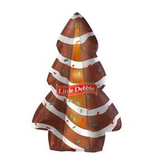 a large chocolate christmas tree shaped balloon in the shape of a candy cane with a red ribbon