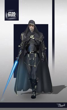 a star wars character with a blue light saber