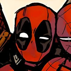 a drawing of deadpool and spider - man