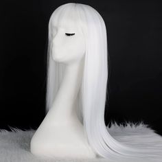 Vigorous White Wig Straight, Synthetic Colorful Platinum White Wigs Cosplay. Worn Only Once Hygienically For 20 Minutes For A Photo Opp. Like Brand New! Asking For Less Than I Paid. Still Has Package And Netting. Very Pretty On ( See Real Life Used Photo / Last Photo ) 26” Long Asymmetrical Hairstyles, White Wigs, White Wig, Wigs Cosplay, Wig Straight, Blue Wig, Natural Wigs, Pink Wig, White Blonde