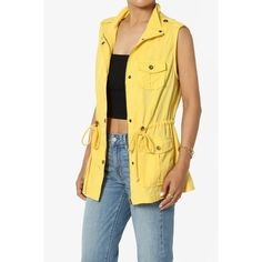 Women's Military Drawstring Waist Slim Fit Collar Vest Sleeveless Utility Jacket - Walmart.com Vest For Women, Collar Vest, Slim Waist, Utility Jacket, Plus Size Tops, Drawstring Waist, Slim Fit, Plus Size, Collar