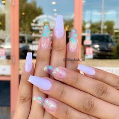 Nail Coffin, Pedicure Gel, Her Nails, Nails Christmas, Blue Nail, Summer Acrylic Nails, Butterfly Nail, Pink Acrylic Nails