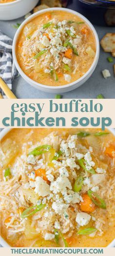 two bowls of easy buffalo chicken soup