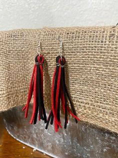 Red and black leather earrings handmade Earring Ideas, Leather Earrings, Red And Black, Earrings Handmade, Jewelry Earrings Dangle, Dangle Drop Earrings, Dangle Earrings, Black Leather, Jewelry Earrings