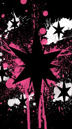 a star is painted on the side of a black and pink background with white stars