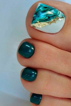 Perfect Pedicure, Feet Nail Design, Pedicure Designs Toenails, Toenail Designs, Pedicure Nail Designs, Pedicure Ideas, Medicinal Tea, Teal Nails, Gel Toe Nails