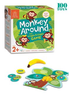 the monkey around game is shown with its box and instructions on how to use it