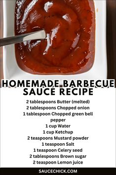 homemade barbecue sauce recipe on a white plate