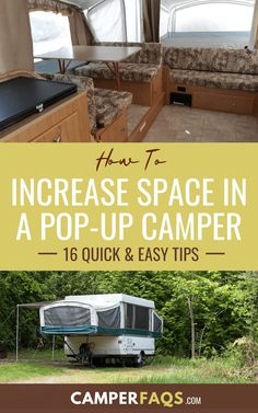 an rv with the words how to increase space in a pop up camper