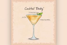 a cocktail poster with the names and ingredients