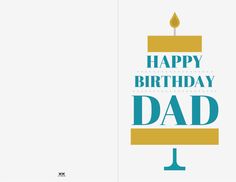 a birthday card with the words happy birthday dad and a lit candle on top of it