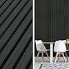 three different views of the same table and chairs, one is black with white stripes