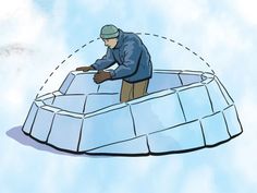 a man standing on top of an igloose in the sky with his hands out