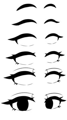 the different types of eyes with long lashes on each side and one eyeball in the middle