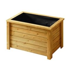 a large wooden box with a black top