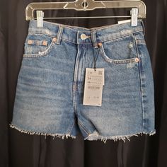 Brand New 100% Cotton High Waist Cut Off Shorts Distressed Lay Flat Approximate Measurements Waist 13.5 Hips 17 Rise 10 Please See Pictures And Ask Any Questions You May Have. Thanks For Looking! Item 3b Zara Mid-rise Jean Shorts, Zara Straight Leg Jean Shorts, Zara Casual Straight Leg Jean Shorts, Dark Wash High Waist Shorts, Zara Bottoms With Pockets, Short Length, Trendy High Rise Zara Jean Shorts, High Waist Medium Wash Jean Shorts, Zara High Waist Jean Shorts For Summer, Zara High Rise Jean Shorts With Pockets